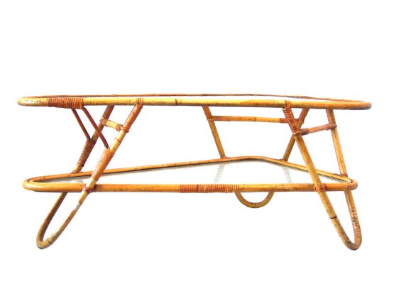 Retro Dutch design rotan cane coffee table