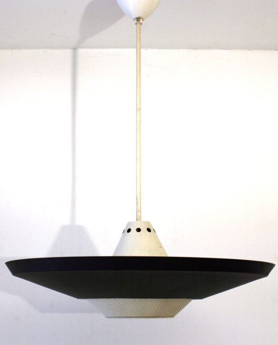 Large Louis Kalff Philips Mategot style retro pendant lamp