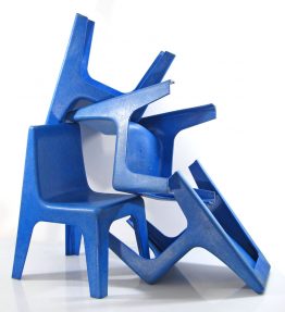 9 Blue vintage 70s childrens chairs