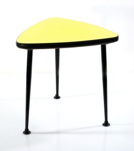 Fifties vintage yellow triangular side table