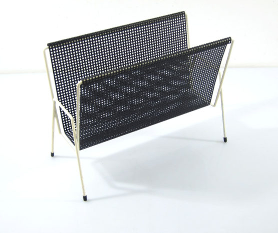 Mathieu Mategot style white and black magaine rack