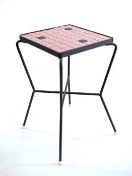 Pink 50s mosaic side table vintage design