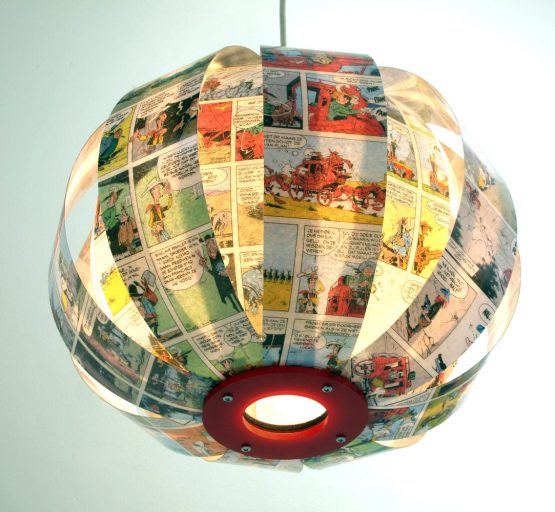Lucky Luke comic book lamp recycled design