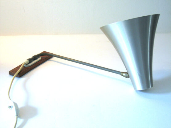 Aluminium fifties vintage Philips design wall lamp