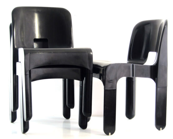 Sixties design Joe Colombo 4867 plastic vintage black chair for Kartell - eames, retro, eero aarnio, verner panton, artifort, pierre paulin