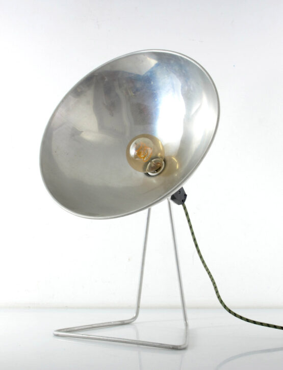 Large French aluminium table lamp