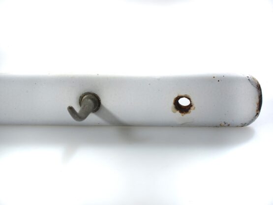 Butchers heavy enameled 1930s hook coat rack - Image 4