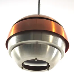 1960s Danish Pendant – Copper & Aluminium Lamp in Carl Thore Style
