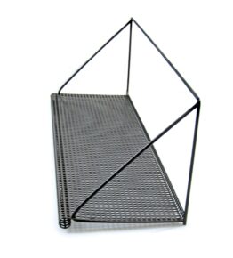 Chic and handy black metal 1960s shelf in Mategot, Pilastro style