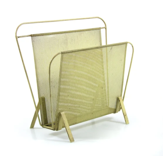 Compact yellow Mathieu Matégot 1960s magazine rack for Artimeta - Image 8