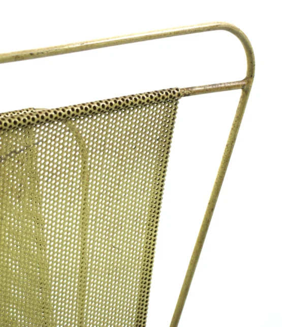 Compact yellow Mathieu Matégot 1960s magazine rack for Artimeta - Image 3