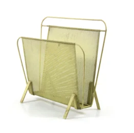 Compact yellow Mathieu Matégot 1960s magazine rack for Artimeta