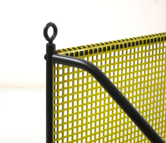 Handy fashion concious perforated 1950s vintage yellow bookshelf designed by Tjerk Rijenga for by Pilastro 5