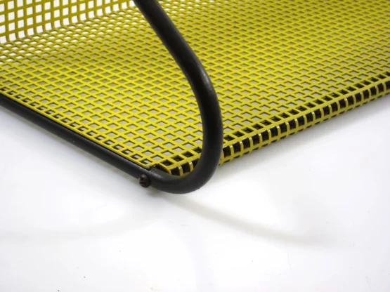 Handy fashion concious perforated 1950s vintage yellow bookshelf designed by Tjerk Rijenga for by Pilastro 5