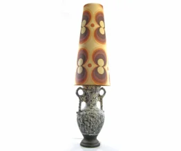 Vintage West German Ceramic Floor Lamp – 70s Statement Design, Volcanic Glaze