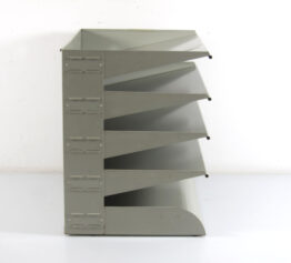 Vintage Industrial Grey Letter Rack with Five Shelves, Jean Prouvé Style