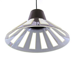 Vintage 1970s Space Age UFO Pendant Lamp | Brown White